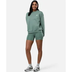 Fashion New Balance Womens Script Shorts Green