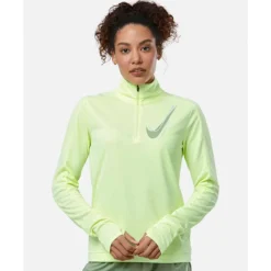 New Nike Womens Swoosh Half Zip Top Yellow