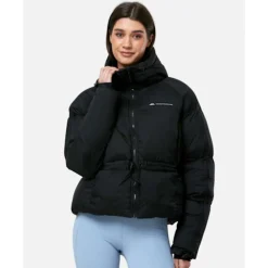Discount Monterrain Womens Track Bungee Cropped Puffer Jacket Black